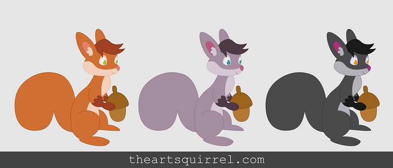 colour variations for the squirrel mascots
