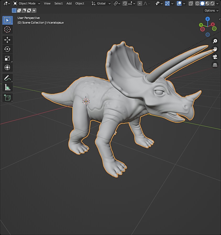 with displacement map on triceratops