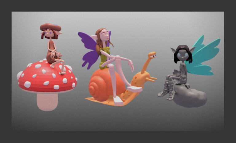 Fairy Types 3D rough models render