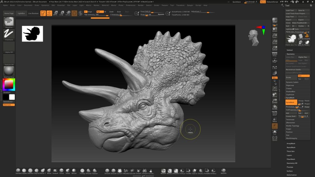Mapa de altura utilizado como Alpha convertido a modelo 3D en ZBrush