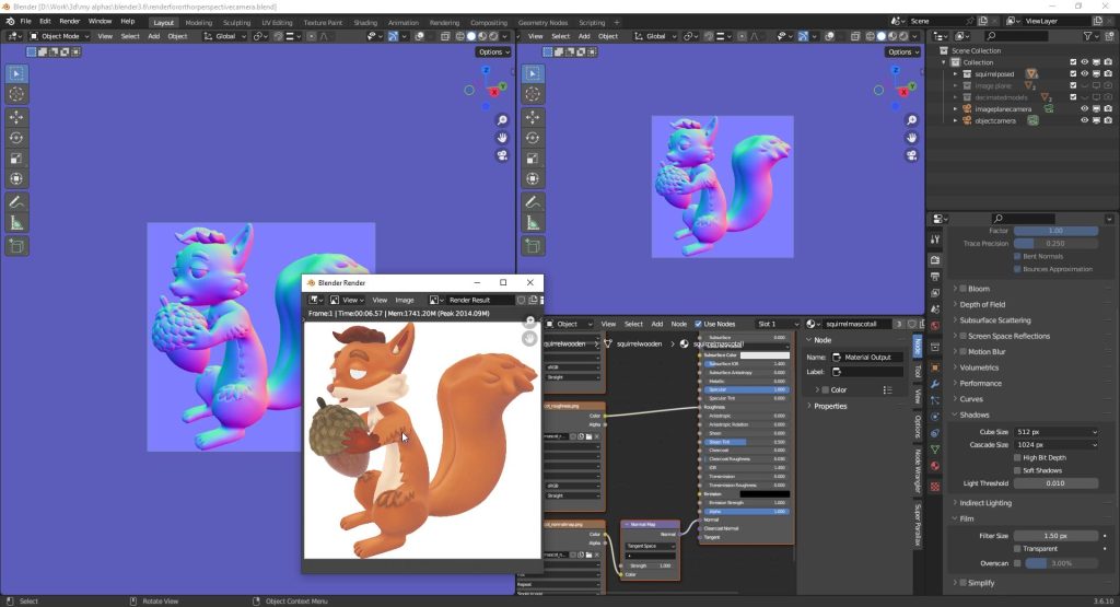 Vista de renderizado de mapa normal en Blender